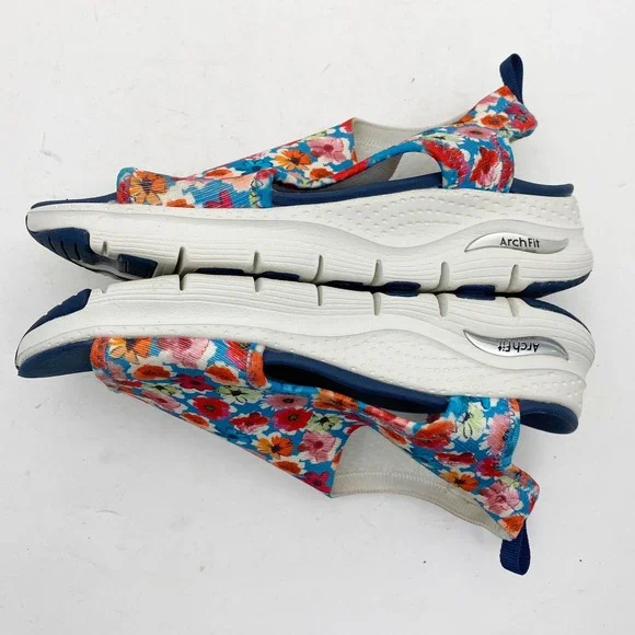 Skechers Arch Fit City Catch Navy Multi Floral Slingback Sandals 119354 Womens 7 - Picture 4 of 8